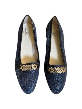 Amalfi Rangoni Leather Navy Oste Loafer Flats Shoe Size 6.5 NWOB